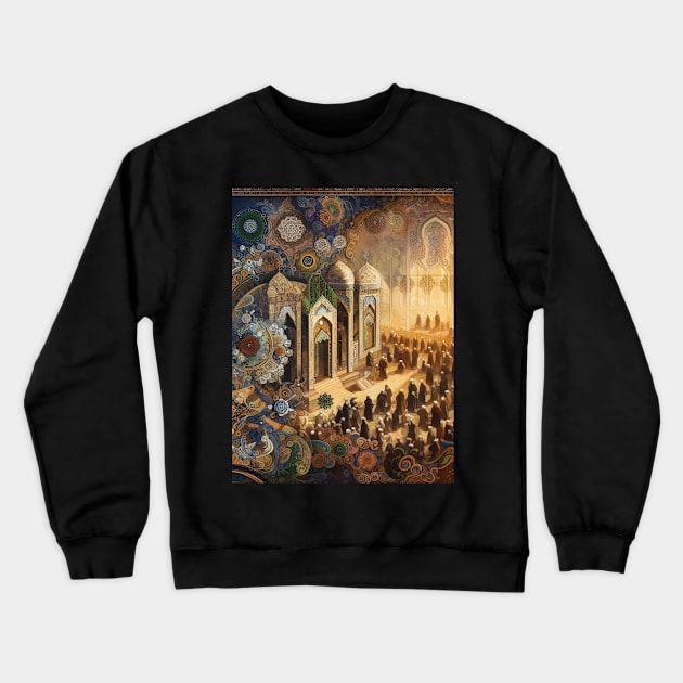 Islamic Grandeur Unveiled: Timeless Art, Floral Motifs, and Vibrant Ornaments Crewneck Sweatshirt by insaneLEDP